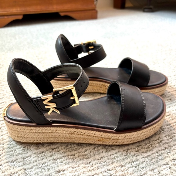 Michael Kors Richie Black Espadrille Sandals Size 7 - Picture 1 of 7